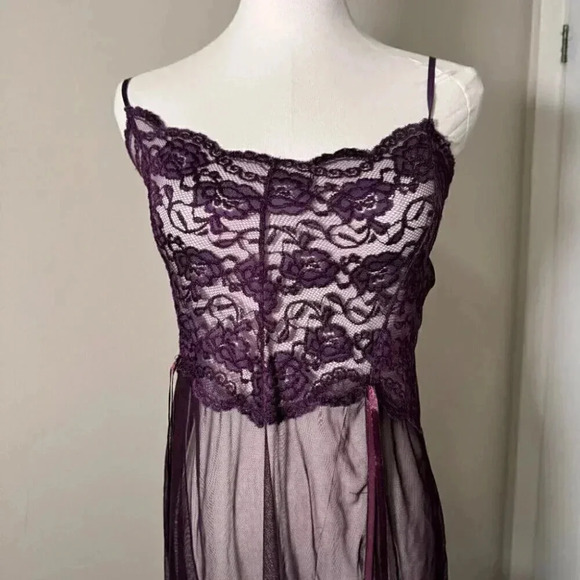 Vintage Women Black Floral Sheer Mesh Baby Doll Slip Lingerie M/L dark Fairycore - Picture 3 of 6